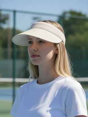 Charlie Paige White Sun Visor – Adjustable Strap – NWT $34.99